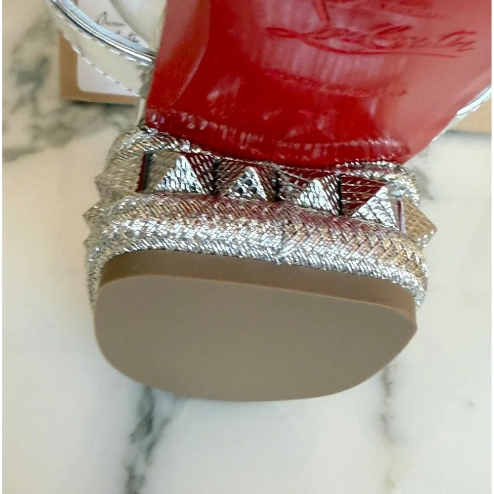 Christian Louboutin Women's Pyrasand 30 studded mirrored leather sandals EU 38.5